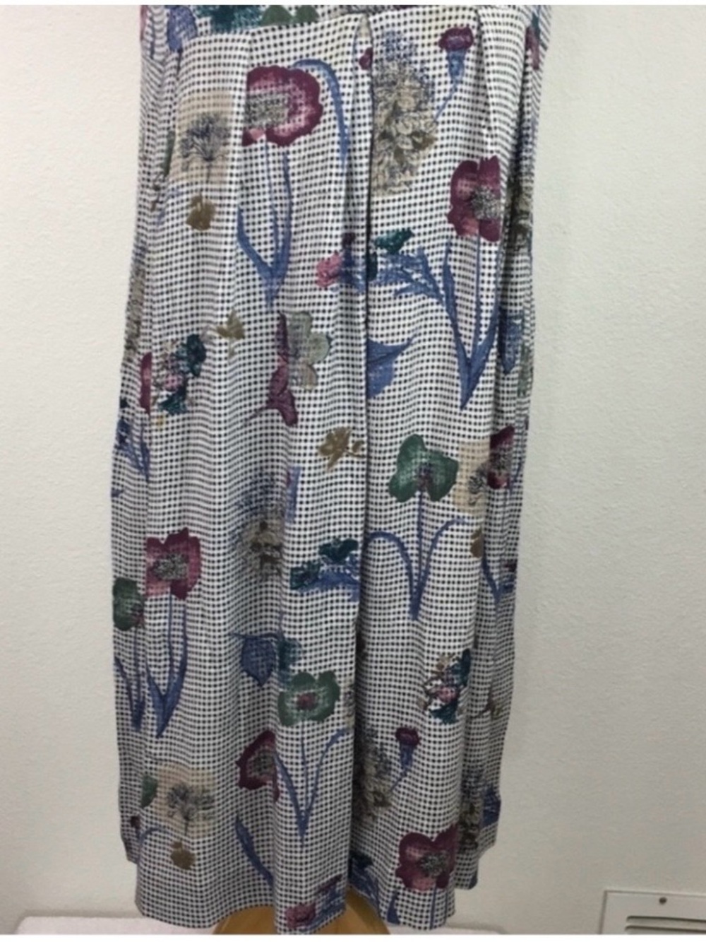 Vintage Womens Gray Floral Polka Dot V Neck Sleeveless Midi Dress Size Medium - Picture 6 of 7